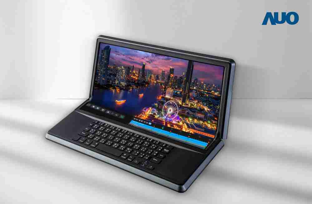 彩霸王14.6吋Micro LED折迭显示屏幕，，，，搭配半径4mm的弯折绞炼，，，以及高画素、、、、高亮度、、、高对比度的显示技术特点，，，即便在大视角下仍保有绝佳色相与亮度